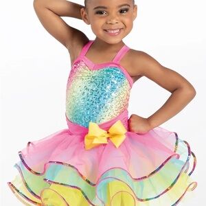 Weissman Rainbow Sequin Kids Dance Costume